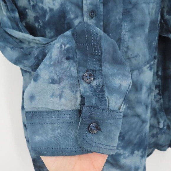 Pilcro Women Extra Large XL Blue Tie Dye Long Sleeve Button Collared Shirt Top - Picture 4 of 11